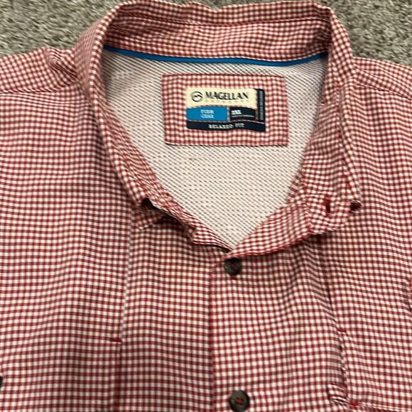Magellan Outdoors Fish Gear shirt 2XL Red Check Fishing Beach Relaxed Fit XXL - Picture 2 of 16